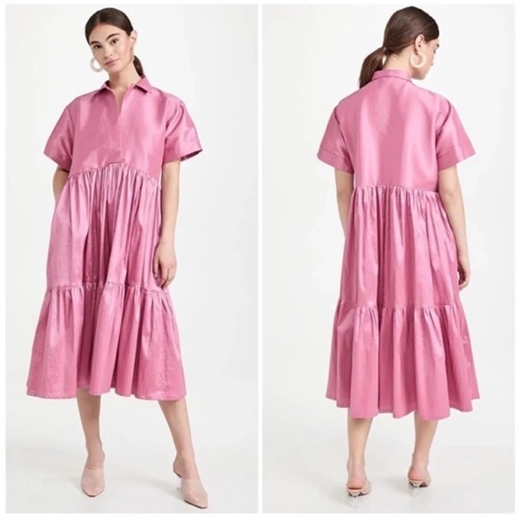 Kimberly Goldson Donni Midi Dress Pink - Picture 1 of 7